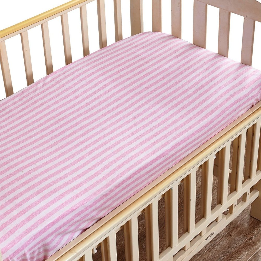 28”x52”+10” Toddler Fitted Crib Sheet with Striped